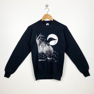 90s Alaska Crewneck Sweatshirt Print Logo Black Color Men’s S