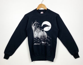 90s Alaska Crewneck Sweatshirt Print Logo Black Color Men’s S
