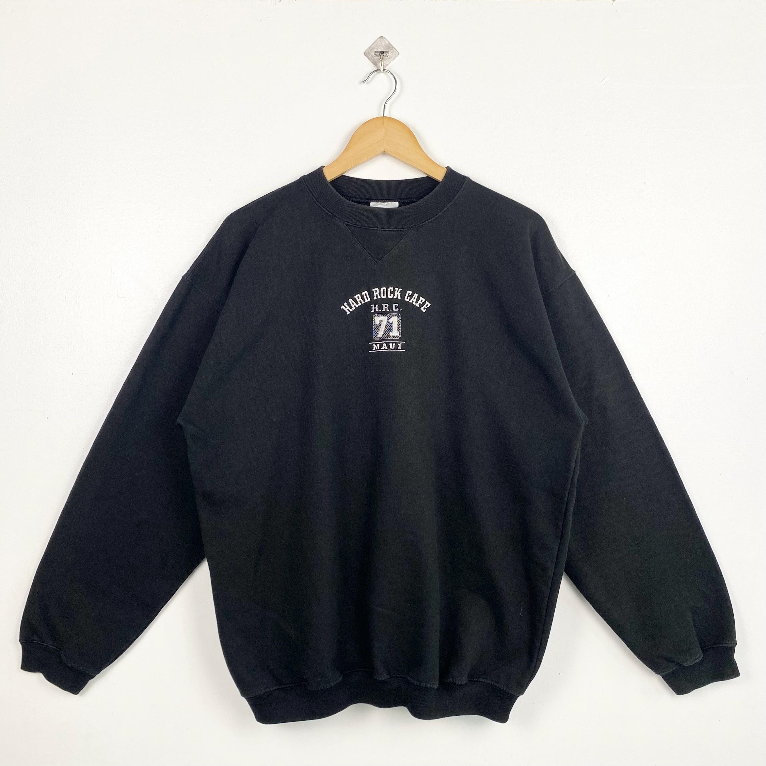 90s Hard Rock Cafe Maui Crewneck Sweatshirt Embroidery Logo Black Color Men’s L