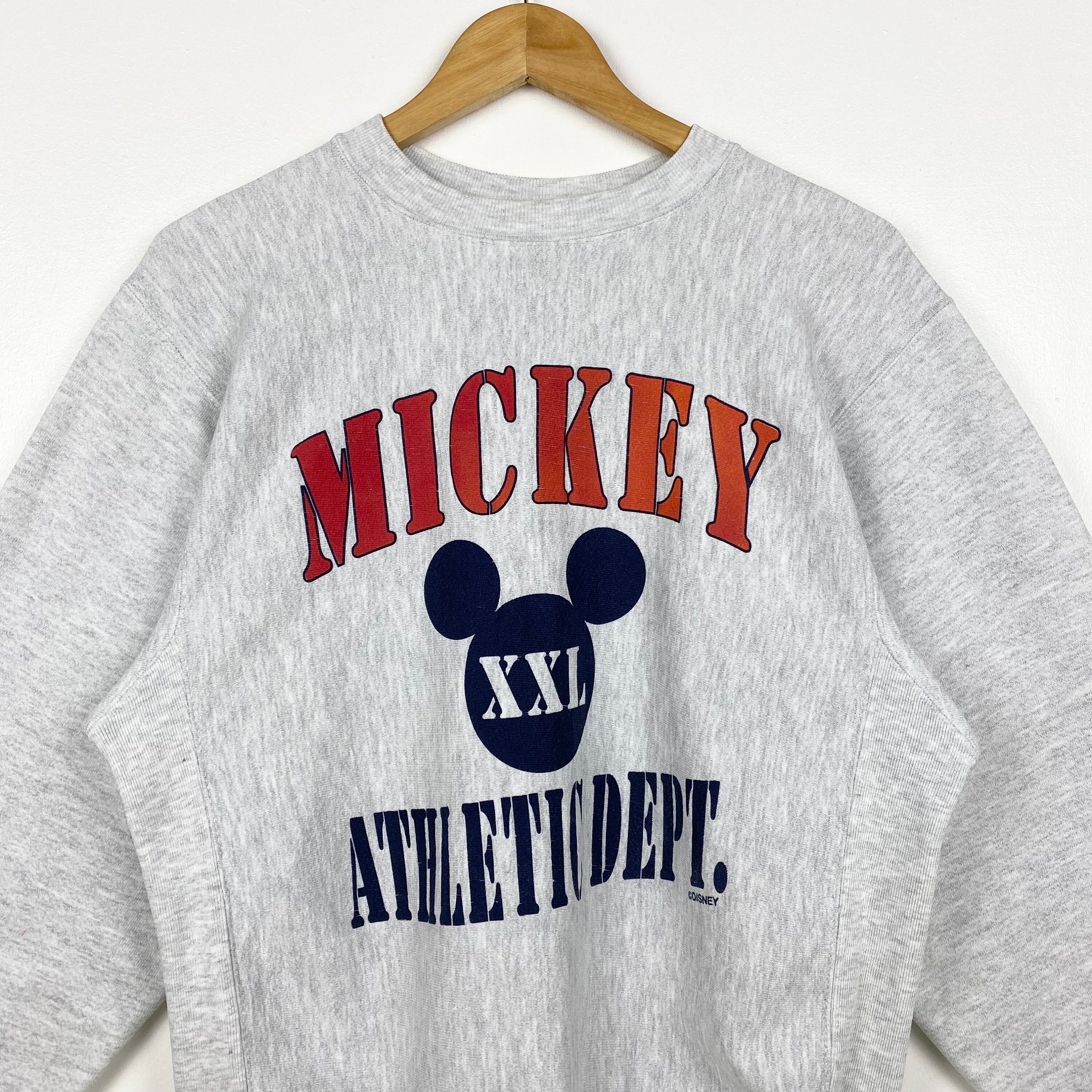 90s Disney Mickey Mouse Crewneck Sweatshirt Print Logo Grey Color