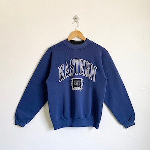 90s NCAA Eastern Washington University Eagles Crewneck Sweatshirt Print Logo Blue Color Men’s M