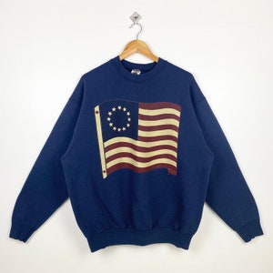 90s United State Of America Crewneck Sweatshirt Print Logo Blue Color Men’s XL