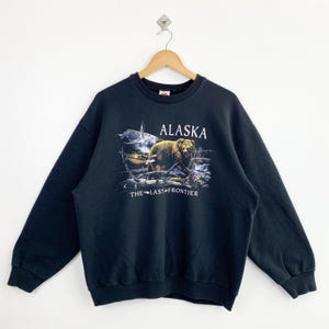 Vintage Alaska Crewneck Sweatshirt Print Logo Black Color Men’s XL