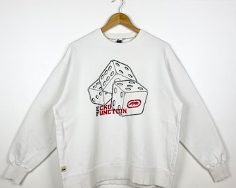 Vintage Ecko Unltd. Crewneck Sweatshirt Embroidery Logo White Color Men’s M
