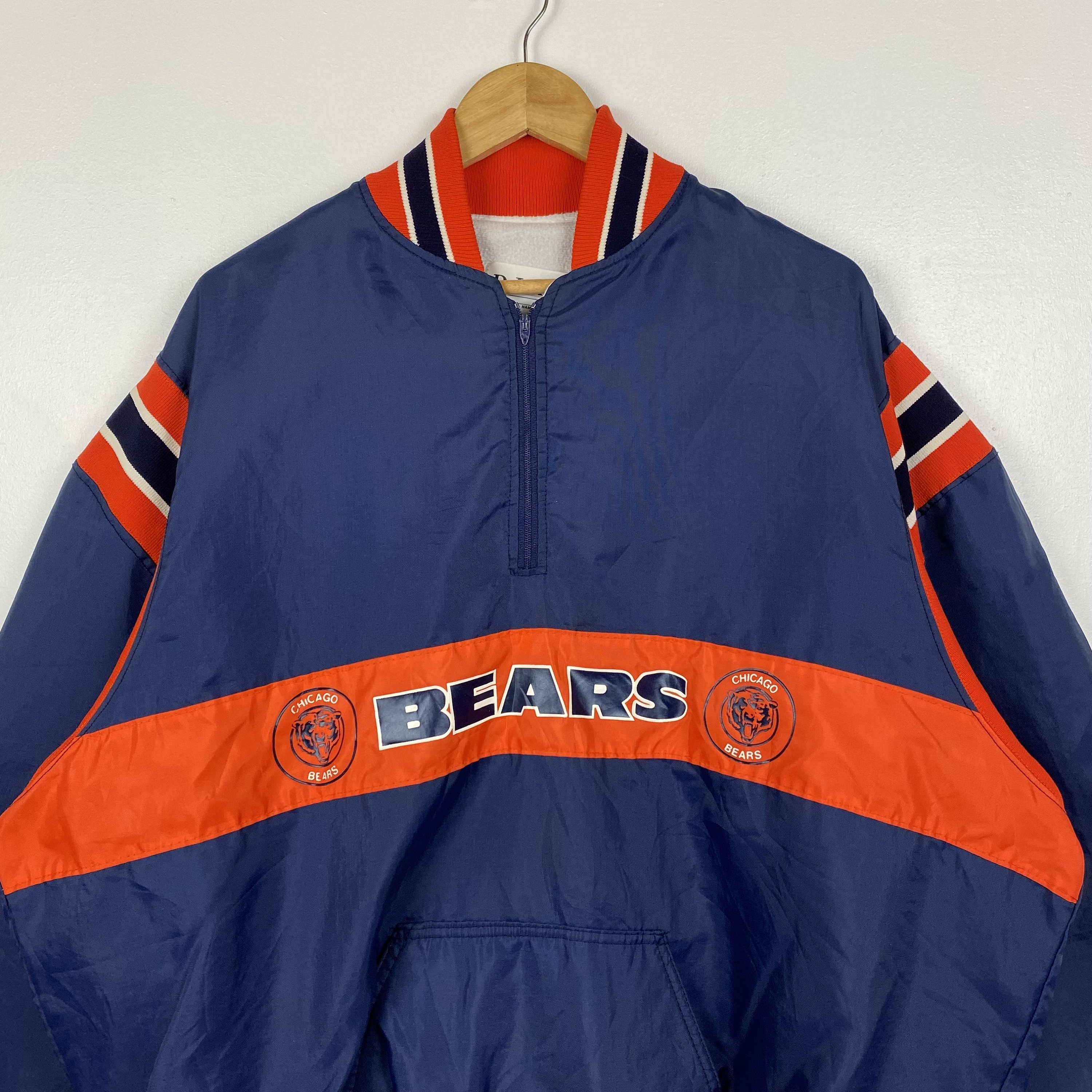 80s NFL Chicago 'bears' Jacket Print Logo Blue, Orange Color Men's