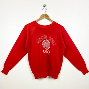 80s NCAA Bowling Green State University Falcons Crewneck Sweatshirt Print Logo Red Color Men’s Fit S