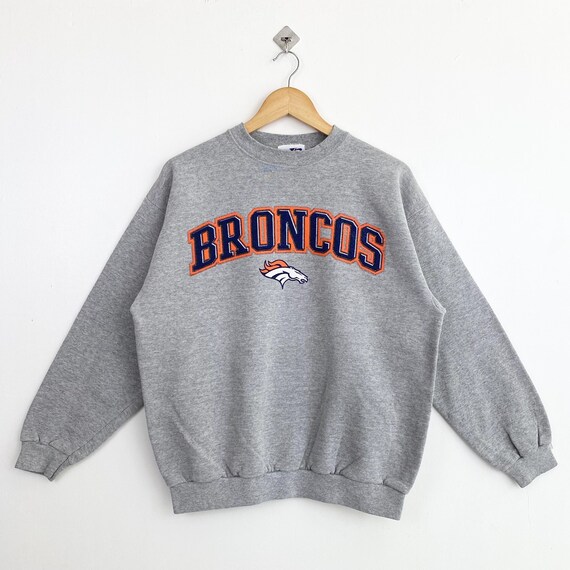 90s NFL Denver 'broncos' Crewneck Sweatshirt Print Logo Grey Color