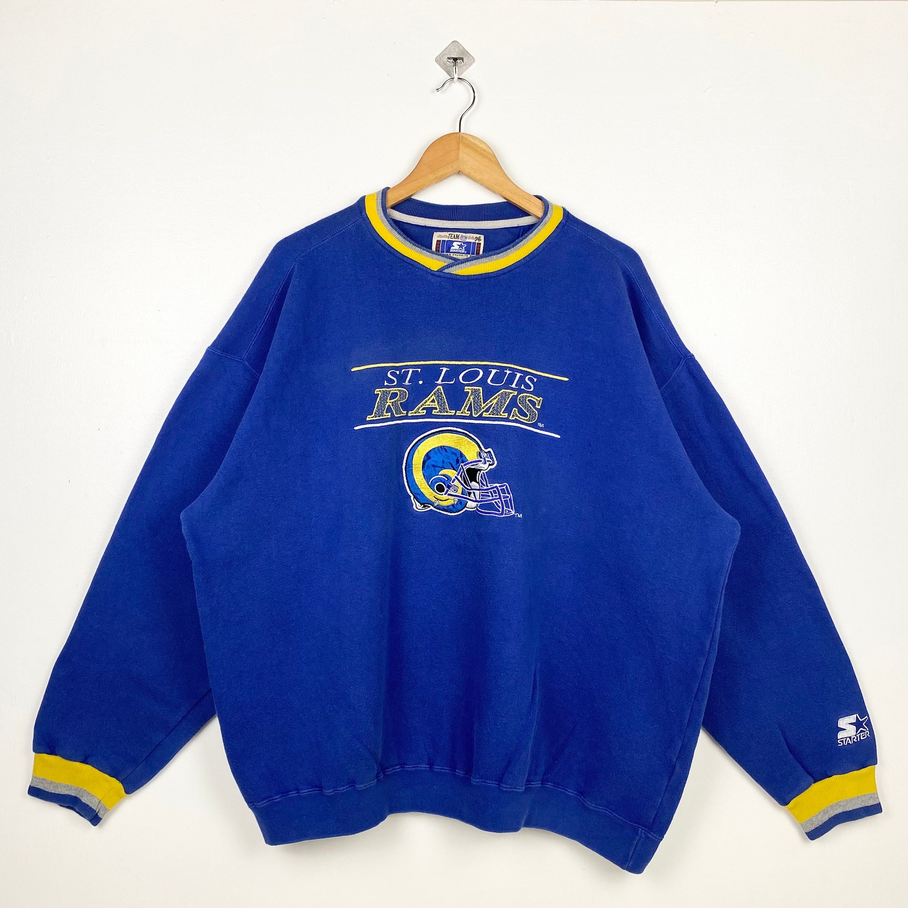 Stylish NFL St Louis Rams Mens Reversible Stadium Jacket XL Blue/Gold  Colorblock Long Sleeve