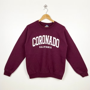Vintage Coronado California Crewneck Sweatshirt Print Logo Purple Color Men’s S