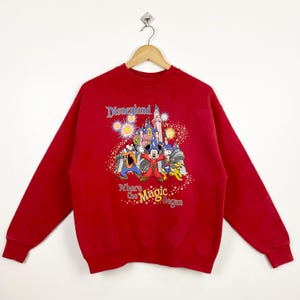 Vintage Disneyland sweatshirt met ronde hals print logo vervaagde rode kleur heren S