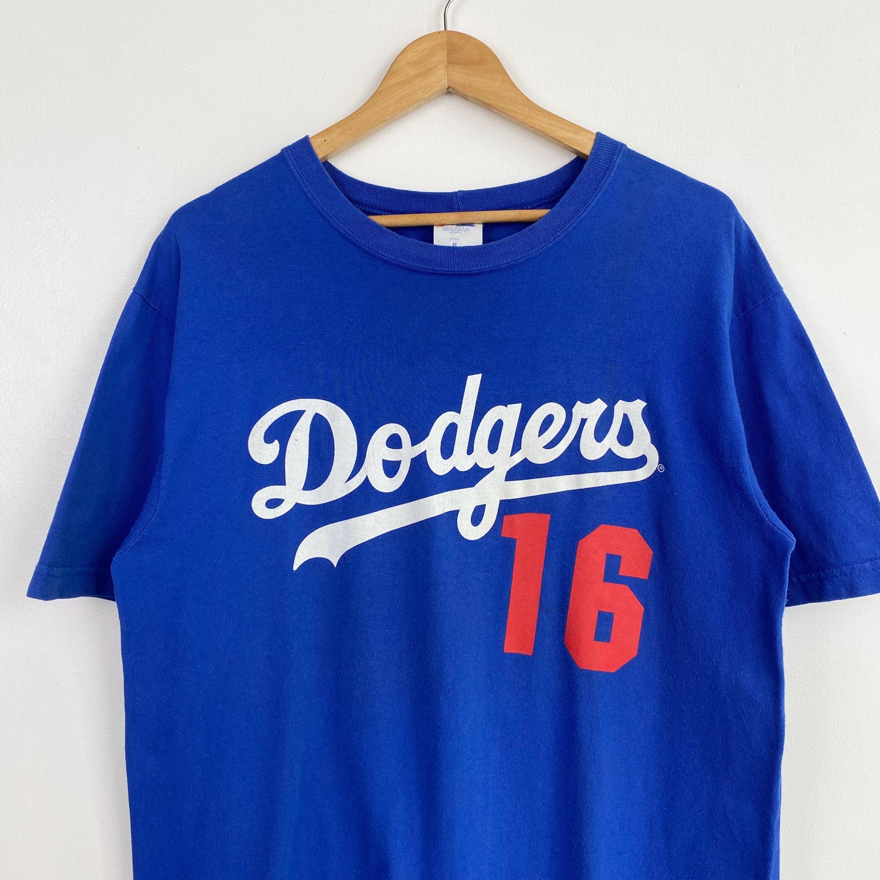 90s MLB Los Angeles Dodgers 'hideo Nomo' T-shirt Print Logo Blue