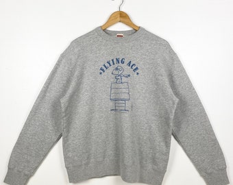 Vintage Peanuts ‘Snoopy’ Crewneck Sweatshirt Print Logo Grey Color Men’s M