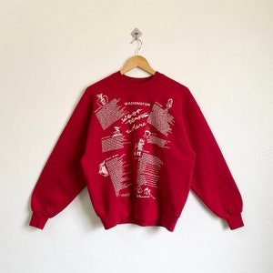 Sweat-shirt Washington Crewneck Années 90 Imprimé Spellout Couleur Rouge Homme L