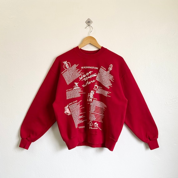 Men's Graphic Print Crew Neck Sweatshirt Red / L