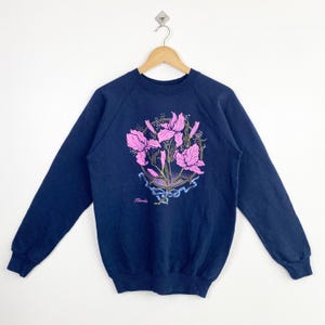 80s Florida Crewneck Sweatshirt Print Logo Blue Color Men’s M