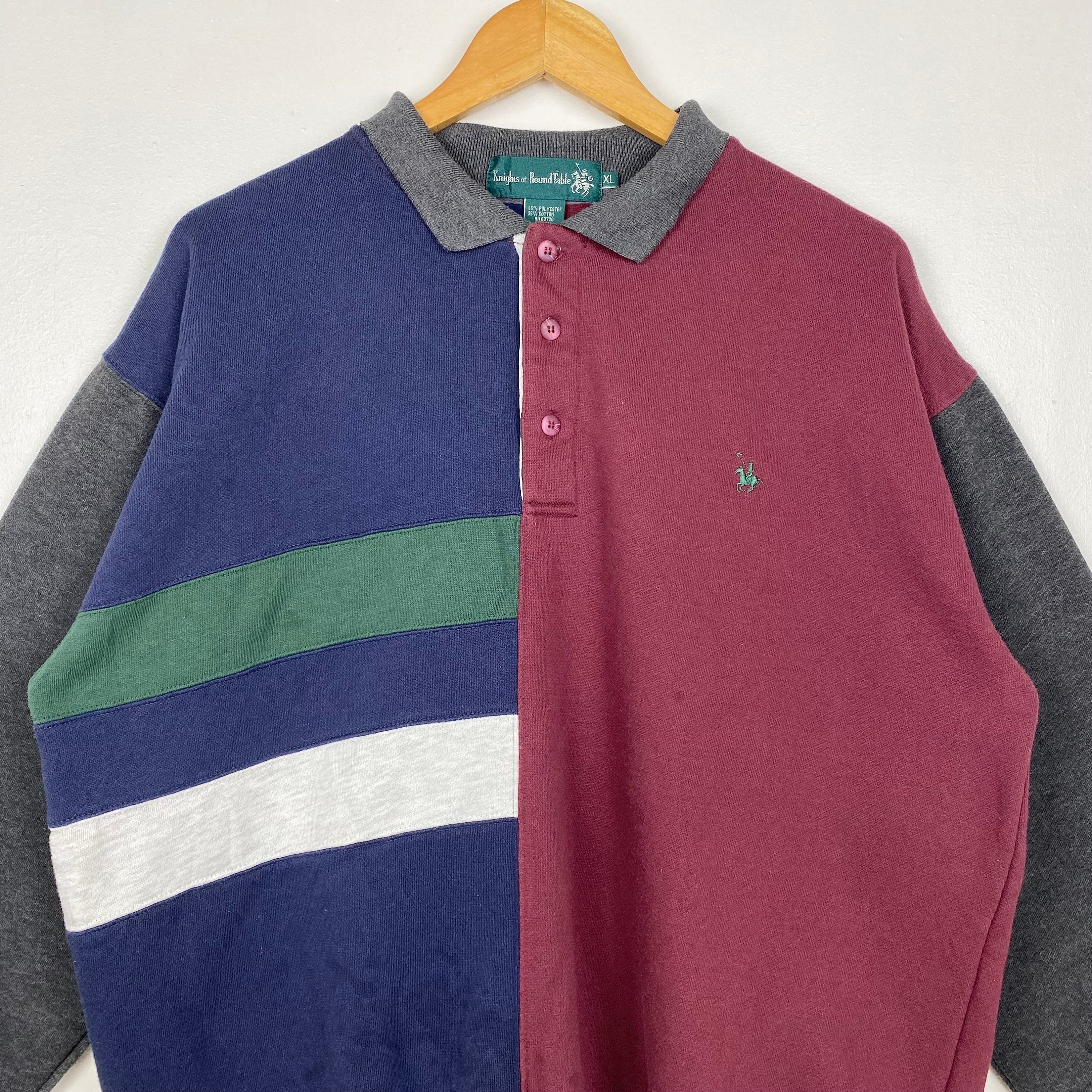 90s Knights of Round Table Sweatshirt Embroidery Logo Colorblock 