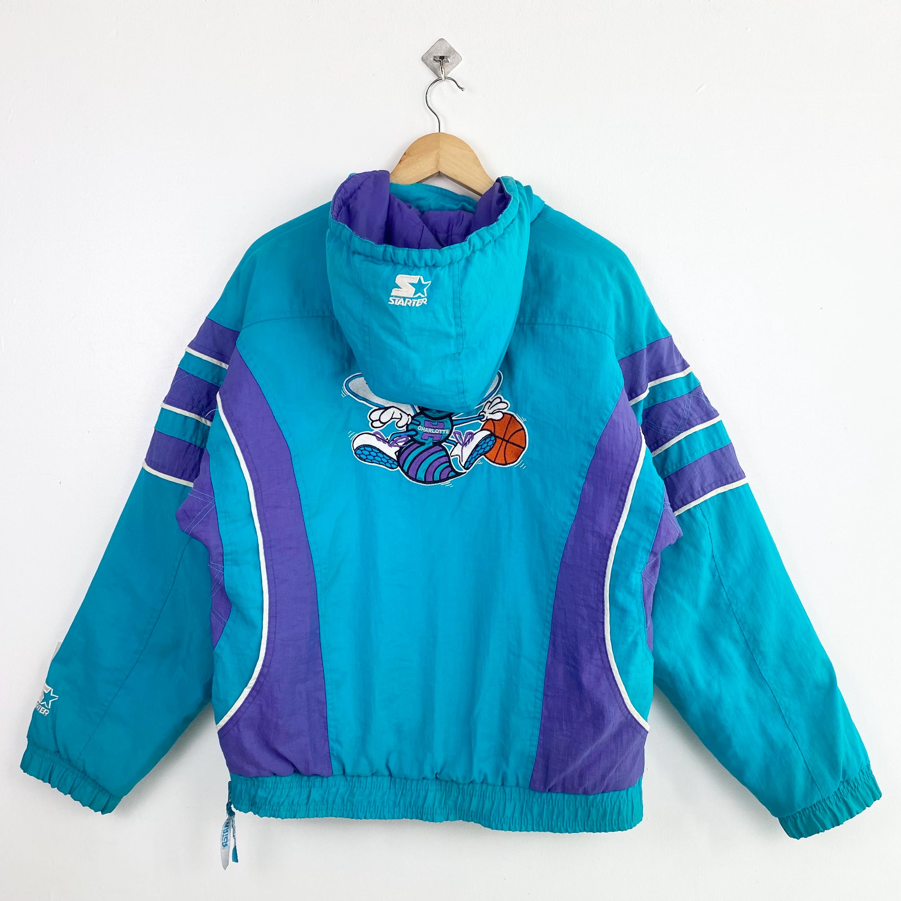 90s Distressed Charlotte 'hornets' Jacket Embroidery Logo Blue