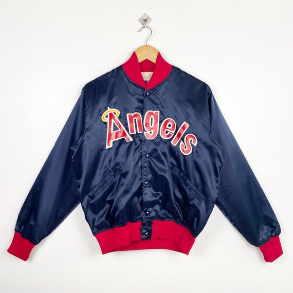 80s MLB Los Angeles 'angels' Satin Jacket Patch Logo Blue Color