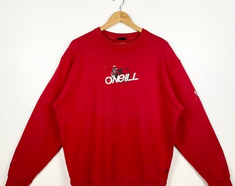 Vintage Oneill Crewneck Sweatshirt Print Logo Red Color Men’s XL