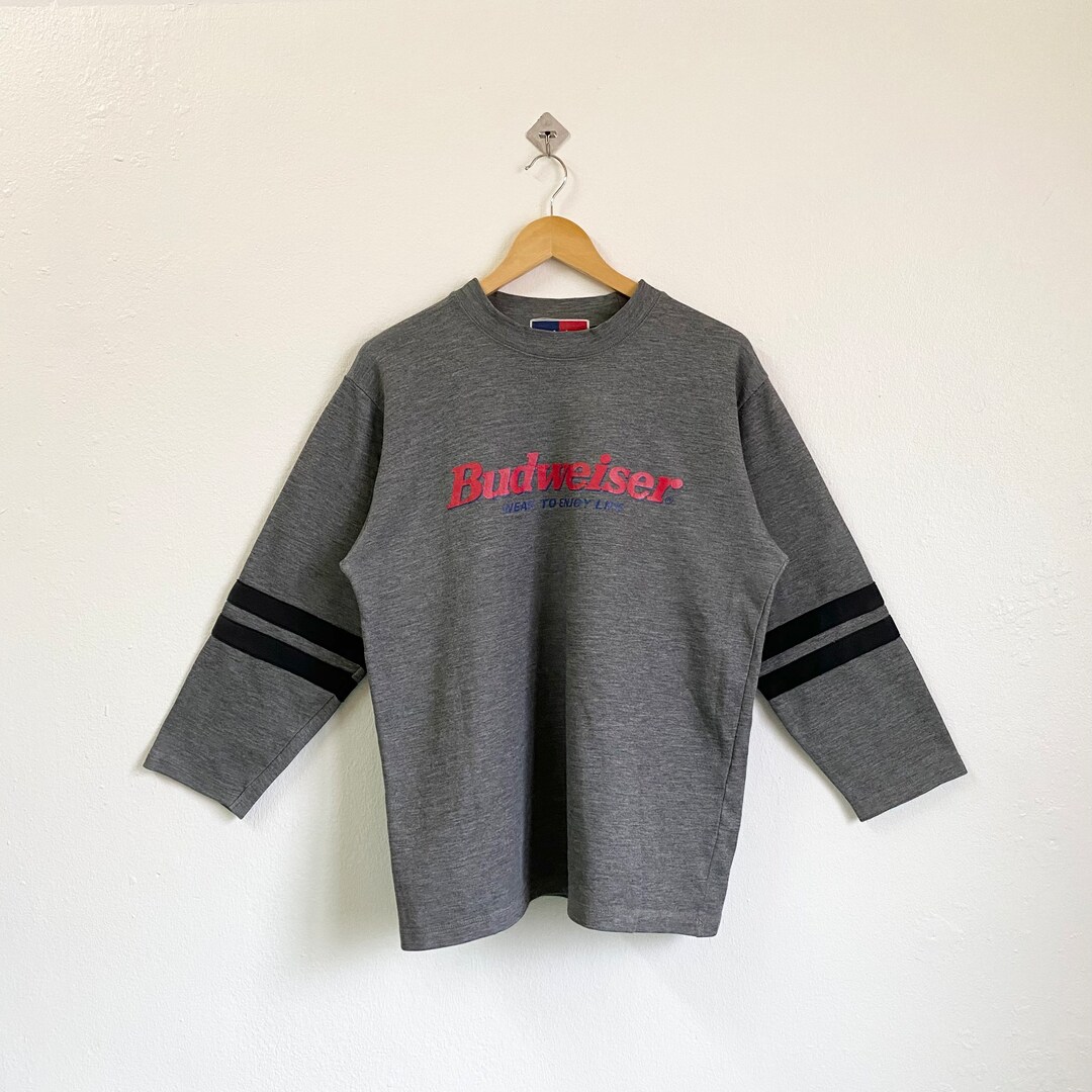 90s Budweiser Crewneck Sweatshirt Print Logo Grey Color - Etsy