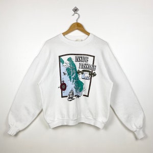 90s Alaska Crewneck Sweatshirt Print Logo White Color Men’s M