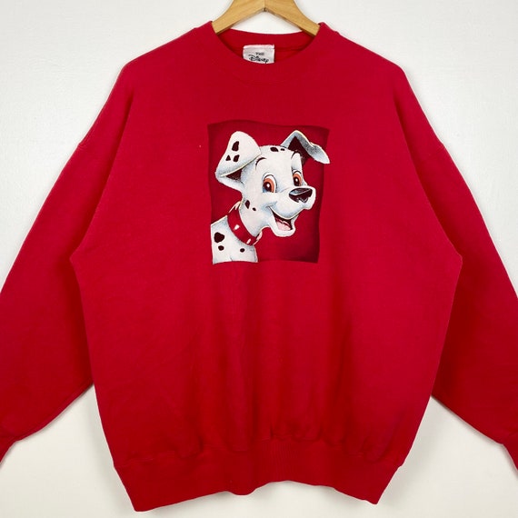 90s Disney 101 Dalmatians Crewneck Sweatshirt Print Logo Red Color