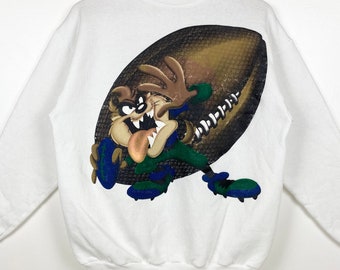 90s Looney Tunes 'tasmanian Devil' Crewneck Sweatshirt Print Logo