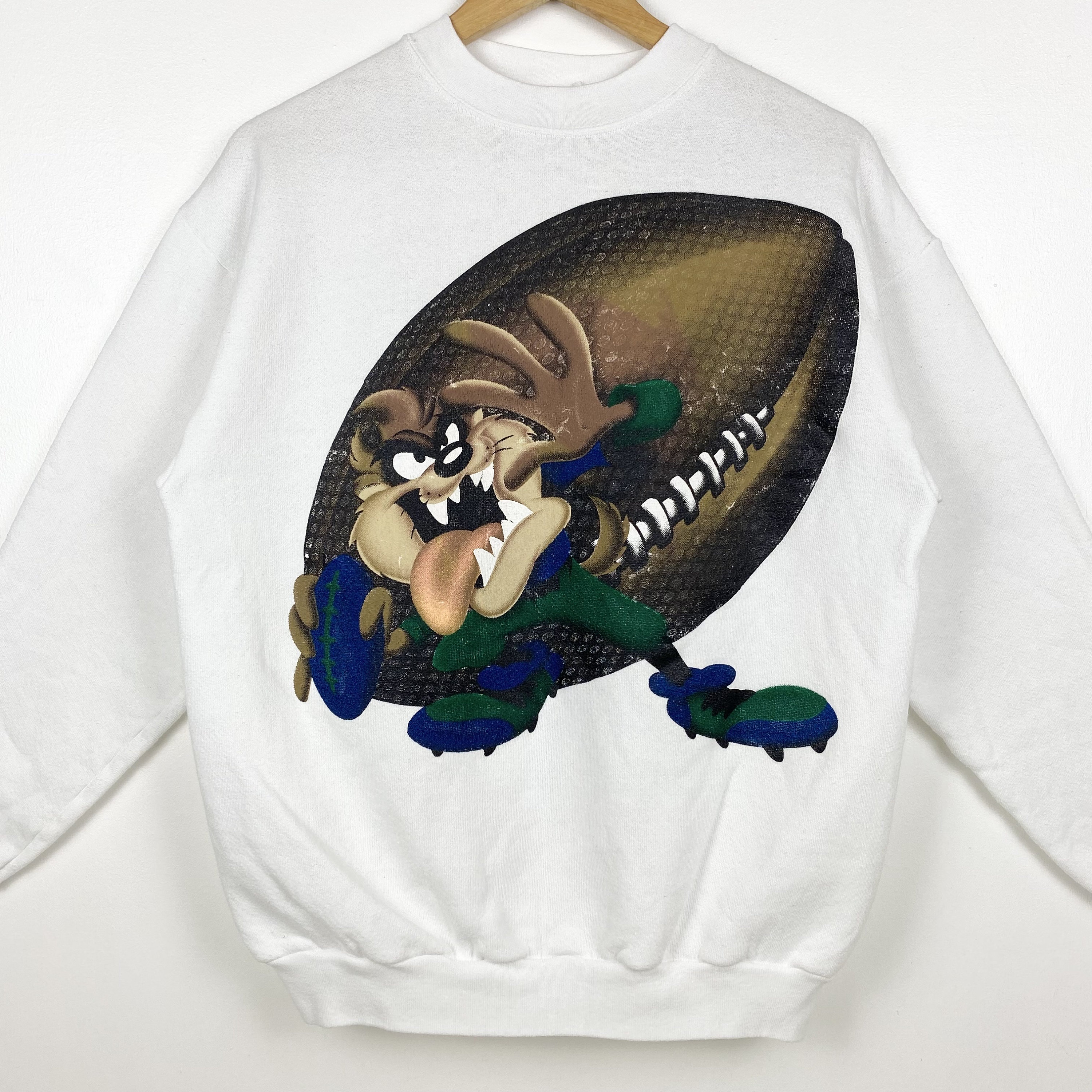 90s Looney Tunes 'tasmanian Devil' Crewneck Sweatshirt Print Logo