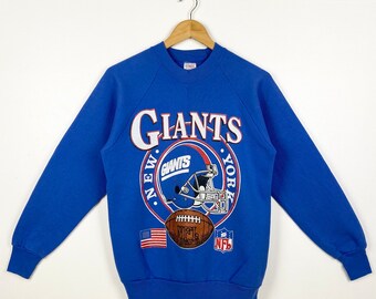 80s NFL New York 'giants' Crewneck Sweatshirt Print Logo Blue
