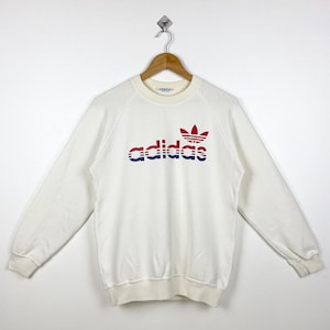 80s Adidas Crewneck Sweatshirt Print Logo White Color Men’s Fit S