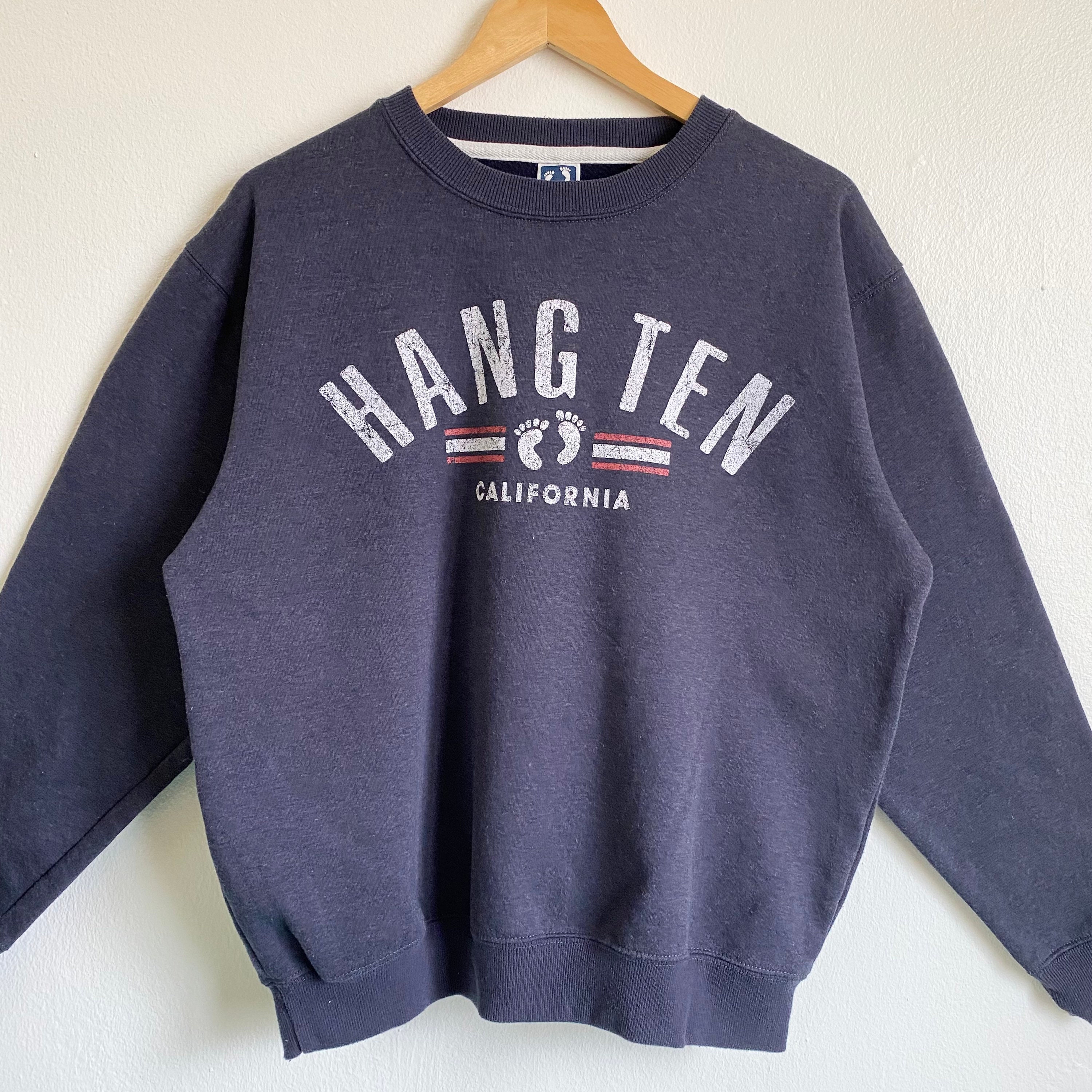 Vintage Hang Ten Surf Crewneck Sweatshirt Print Logo Blue Color
