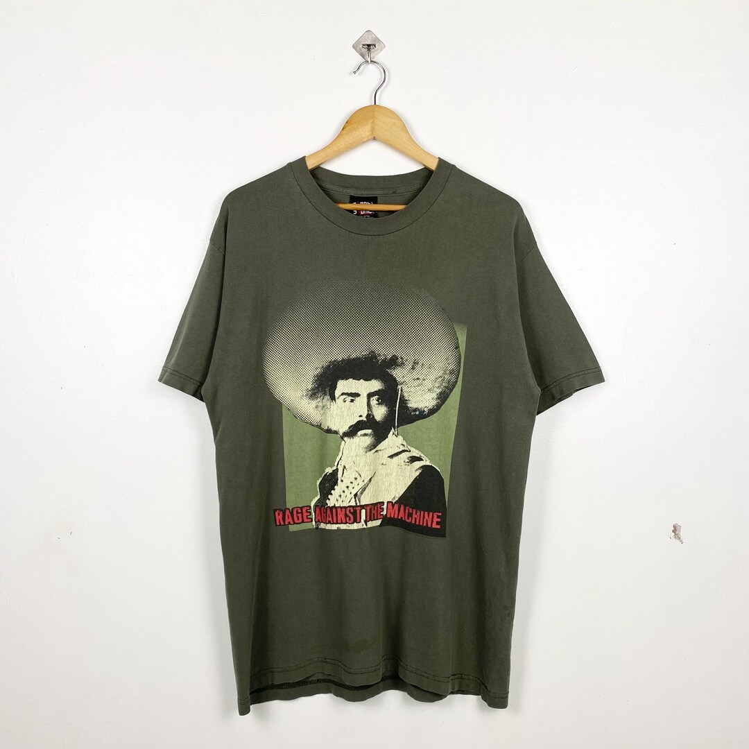 90s Rage Against the Machine Band T-shirt Print Logo Green Color