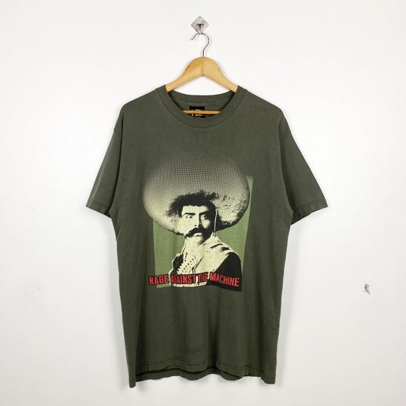 90s Rage Against the Machine Band T-shirt Print Logo Green Color