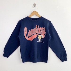 90s NCAA University Of Virginia ‘Cavaliers’ Crewneck Sweatshirt Print Logo Blue Color Youth L