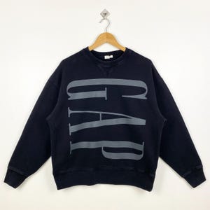 Sudadera con cuello redondo y estampado de logotipo de Gap vintage en color negro para hombre M