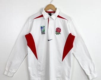 Camiseta vintage Nike X England National Rugby Union Rugby con logotipo bordado, color blanco, para hombre M