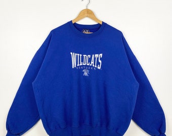 Vintage NCAA University of Kentucky ‘Wildcats’ Crewneck Sweatshirt Embroidery Logo Blue Color Men’s XXL