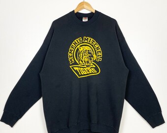 jaren 90 Memphis Mitchell Tigers sweater met ronde hals en logo zwarte kleur heren 3XL