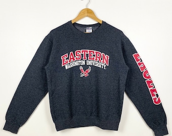 Vintage NCAA Eastern Washington University Eagles sweatshirt met ronde hals print logo grijze kleur heren S