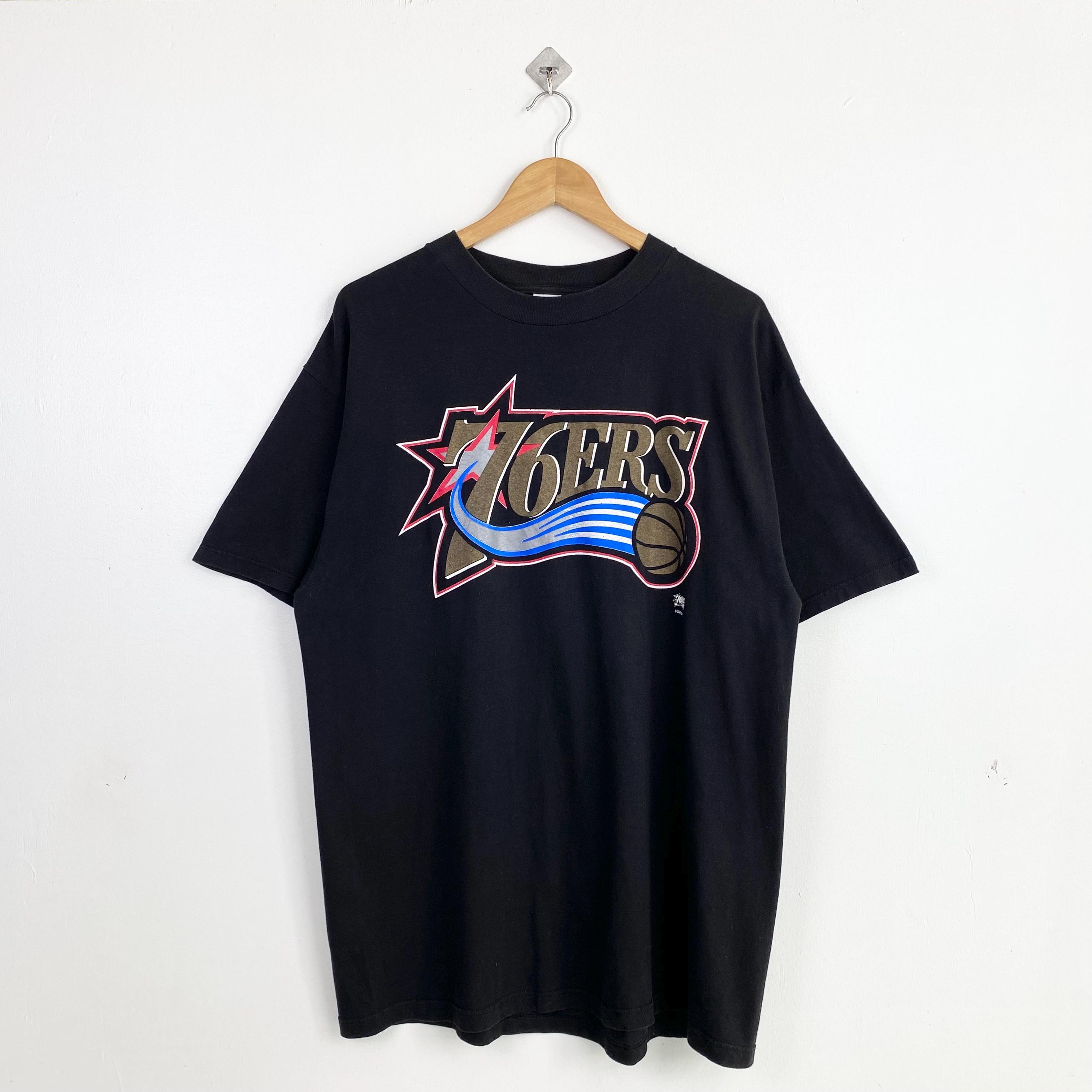 90s NBA Philadelphia '76ers' T-shirt Print Logo Black Color Men's