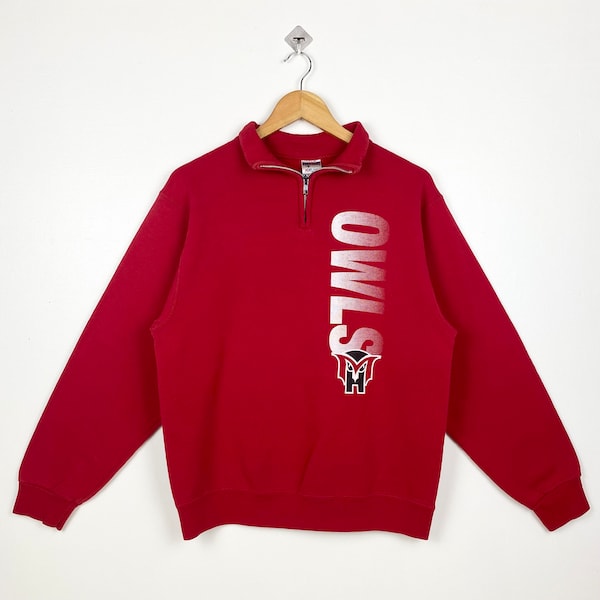 Vintage NCAA Temple University Owls Sweatshirt Print Logo Red Color Men’s M