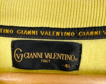 90s Gianni Valentino Crewneck Sweatshirt Embroidery Logo Yellow