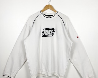 Vintage Nike Crewneck Sweatshirt - Embroidery Logo - White Color - Men’s L