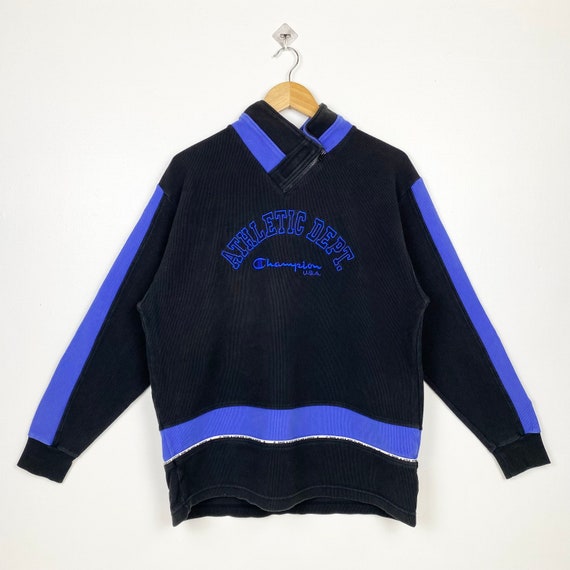 90s Champion Sweatshirt Embroidery Logo Blue Black Color Mens XL Etsy Australia