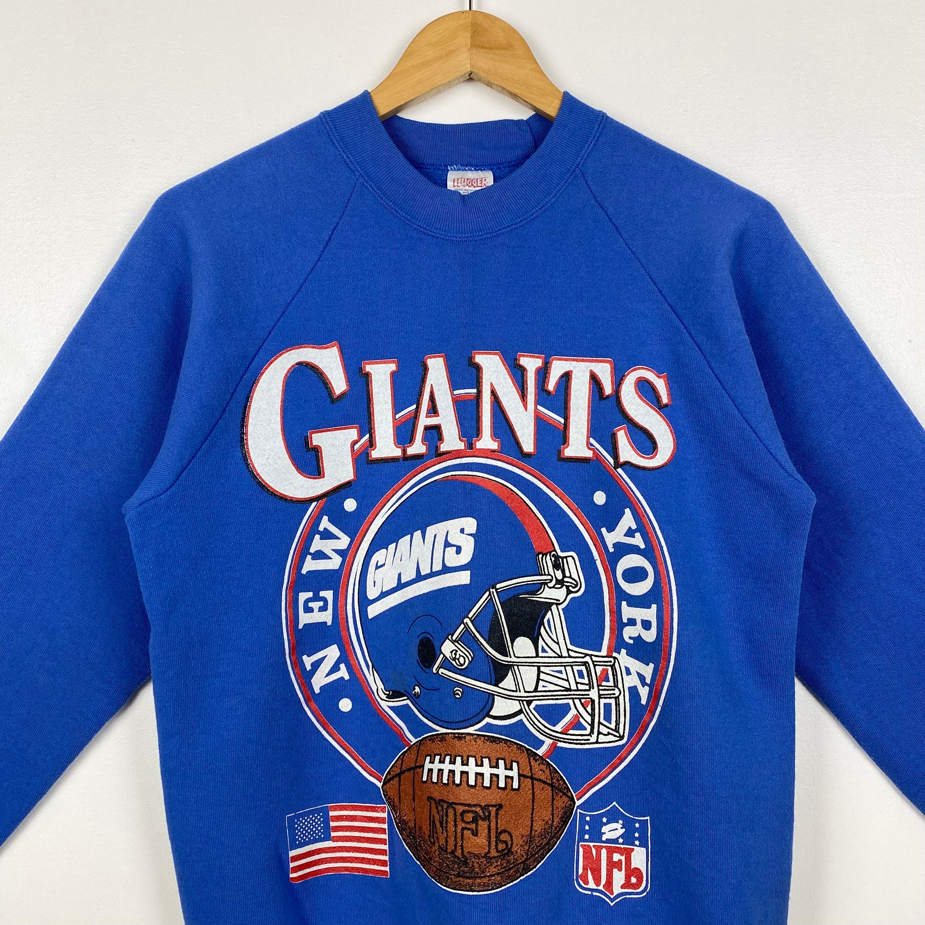 80s NFL New York 'giants' Crewneck Sweatshirt Print Logo Blue