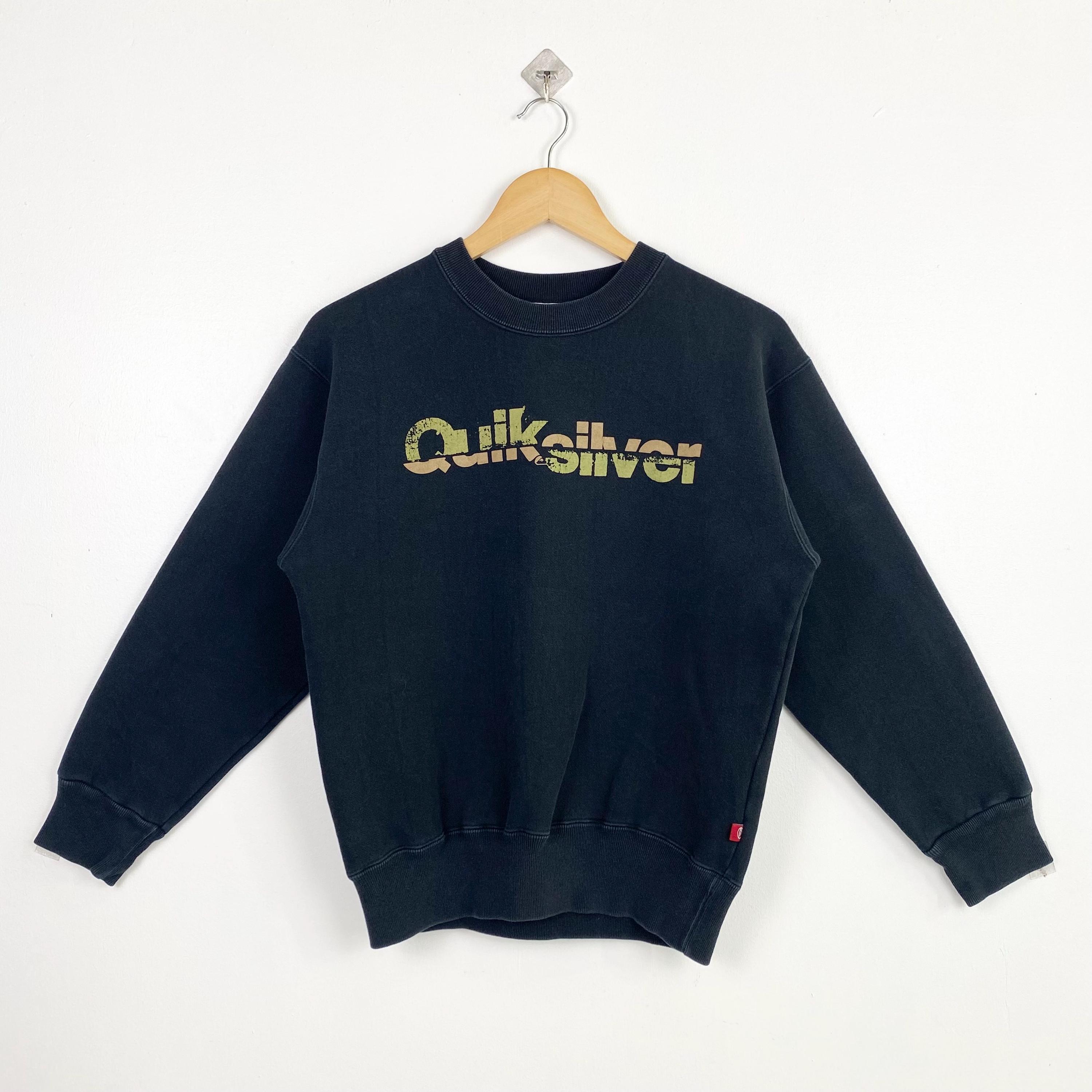 Vintage Quiksilver Crewneck Sweatshirt Print Logo Black Color
