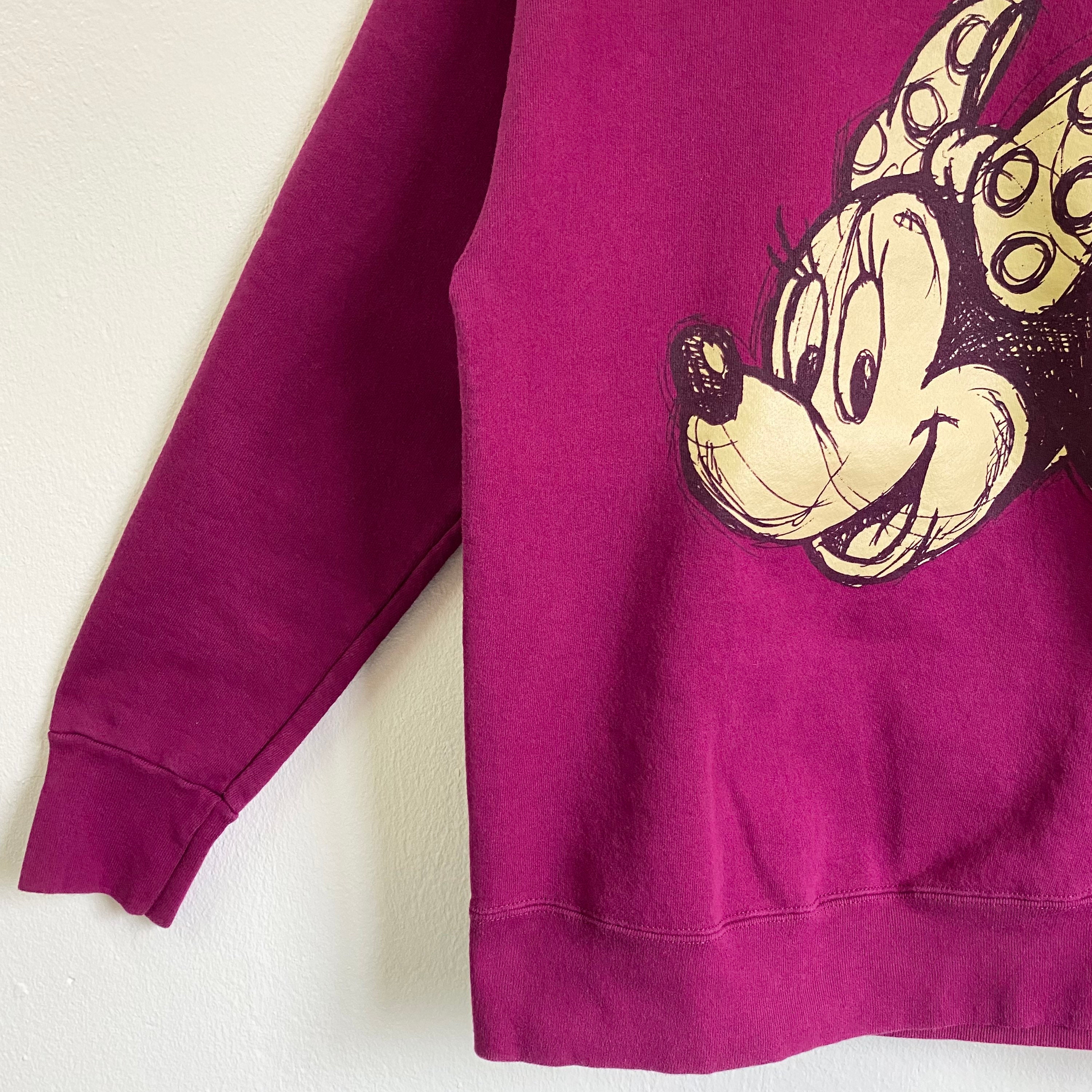 90s Disney Minnie Mouse Crewneck Sweatshirt Print Logo Purple 