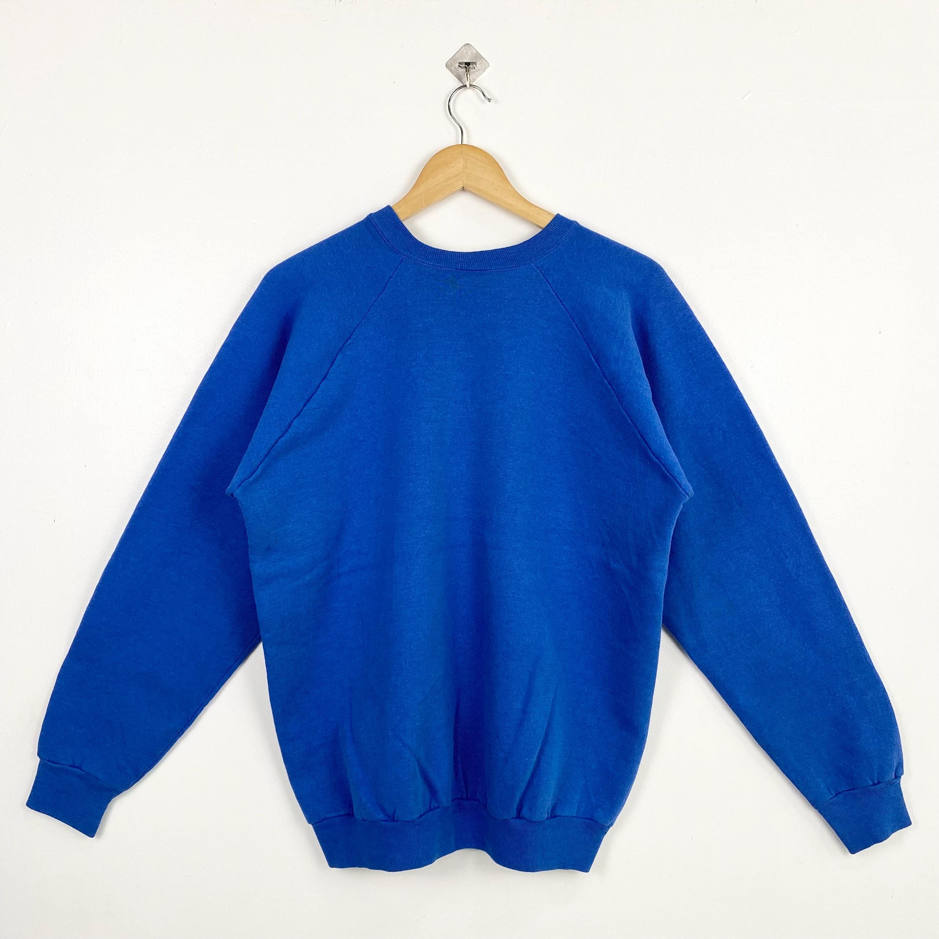 80s New Orleans Jazz Crewneck Sweatshirt Print Logo Blue Color