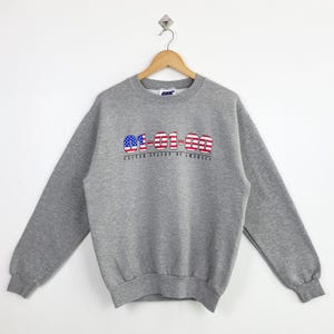 90s United State Of America Crewneck Sweatshirt Print Logo Grey Color Men’s M