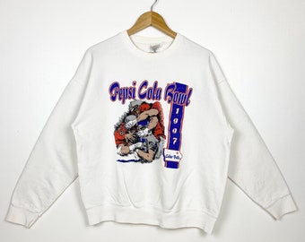 90s Pepsi Cola Bowl Crewneck Sweatshirt Print Logo White Color Men’s XL